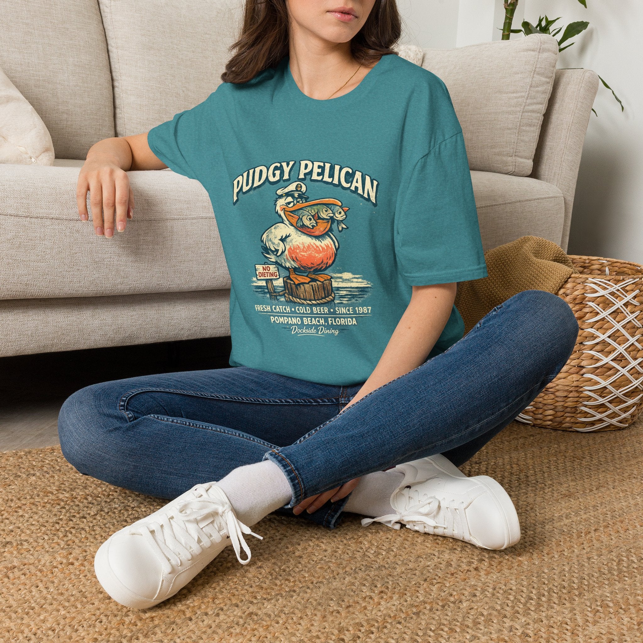 Pudgy Pelican Graphic T-Shirt — Vintage Beach Bird Tee