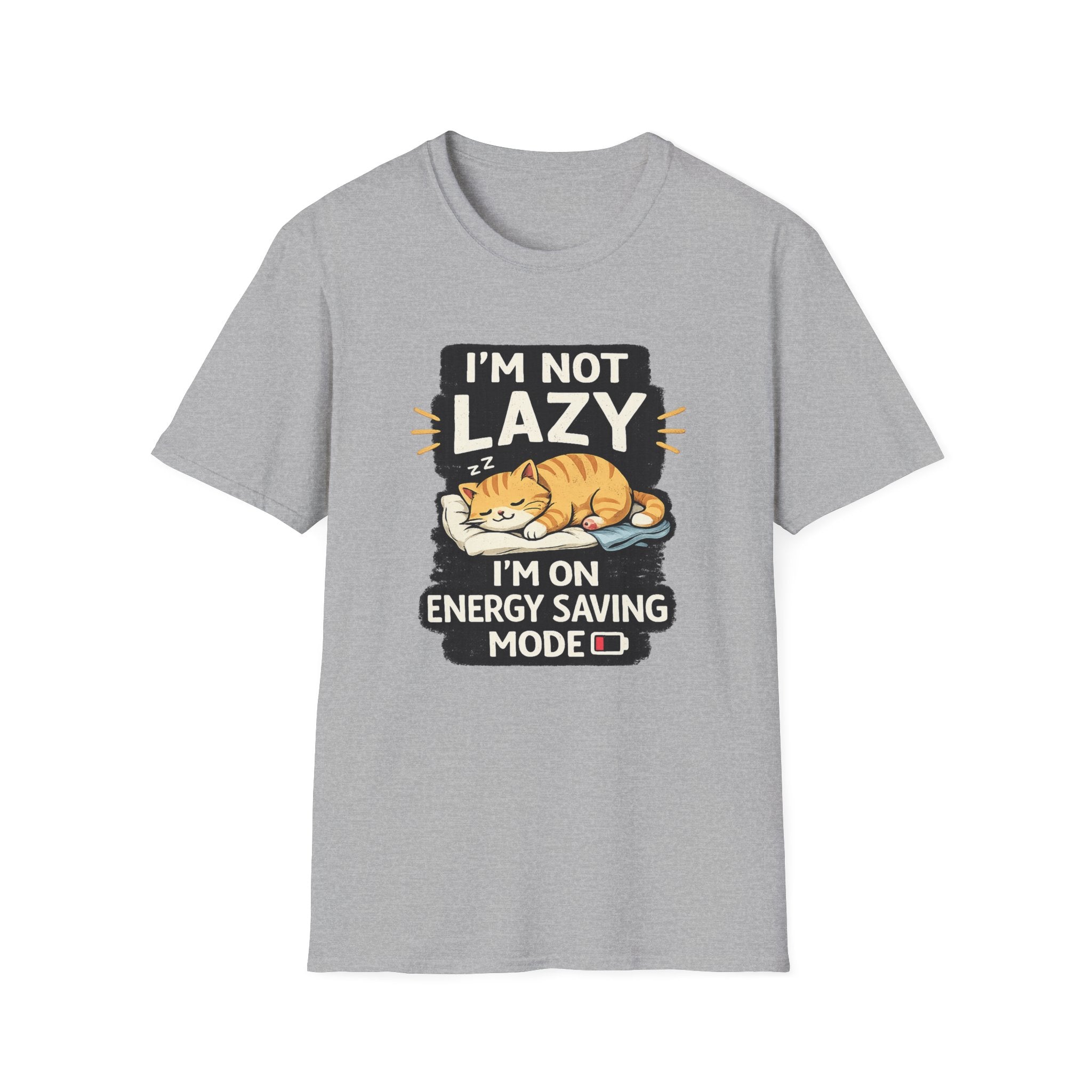 I'm Not Lazy Cat T-Shirt - "I'm On Energy Saving Mode" Funny Cat Graphic Tee