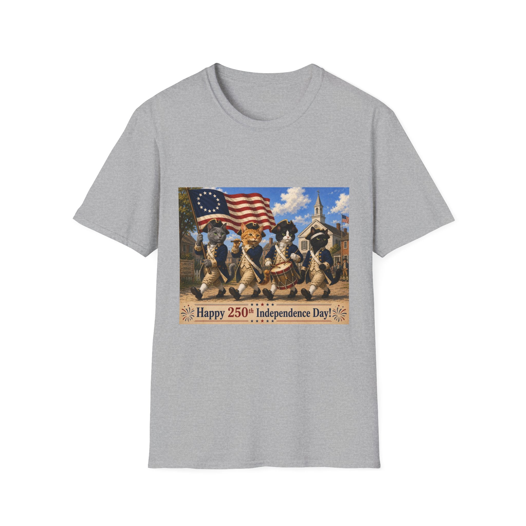 Patriotic Cats 4th of July T-Shirt — Happy 250th Independence Day Design