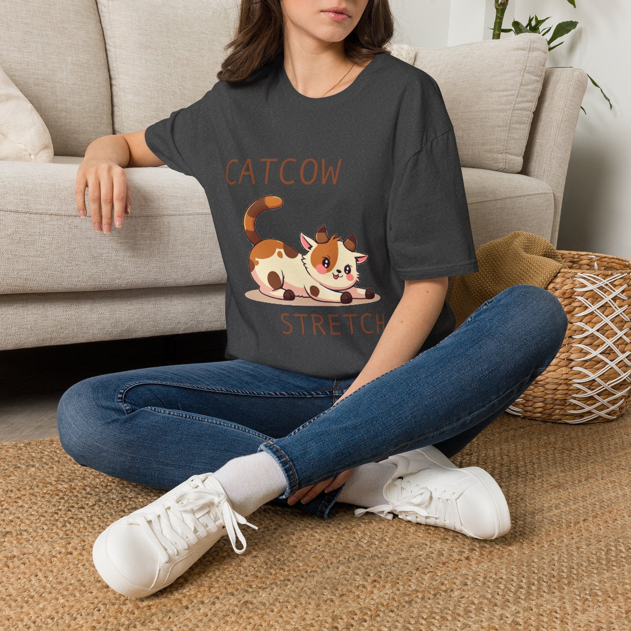 Catcow Stretch T-Shirt | Cute Calico Cat Illustration
