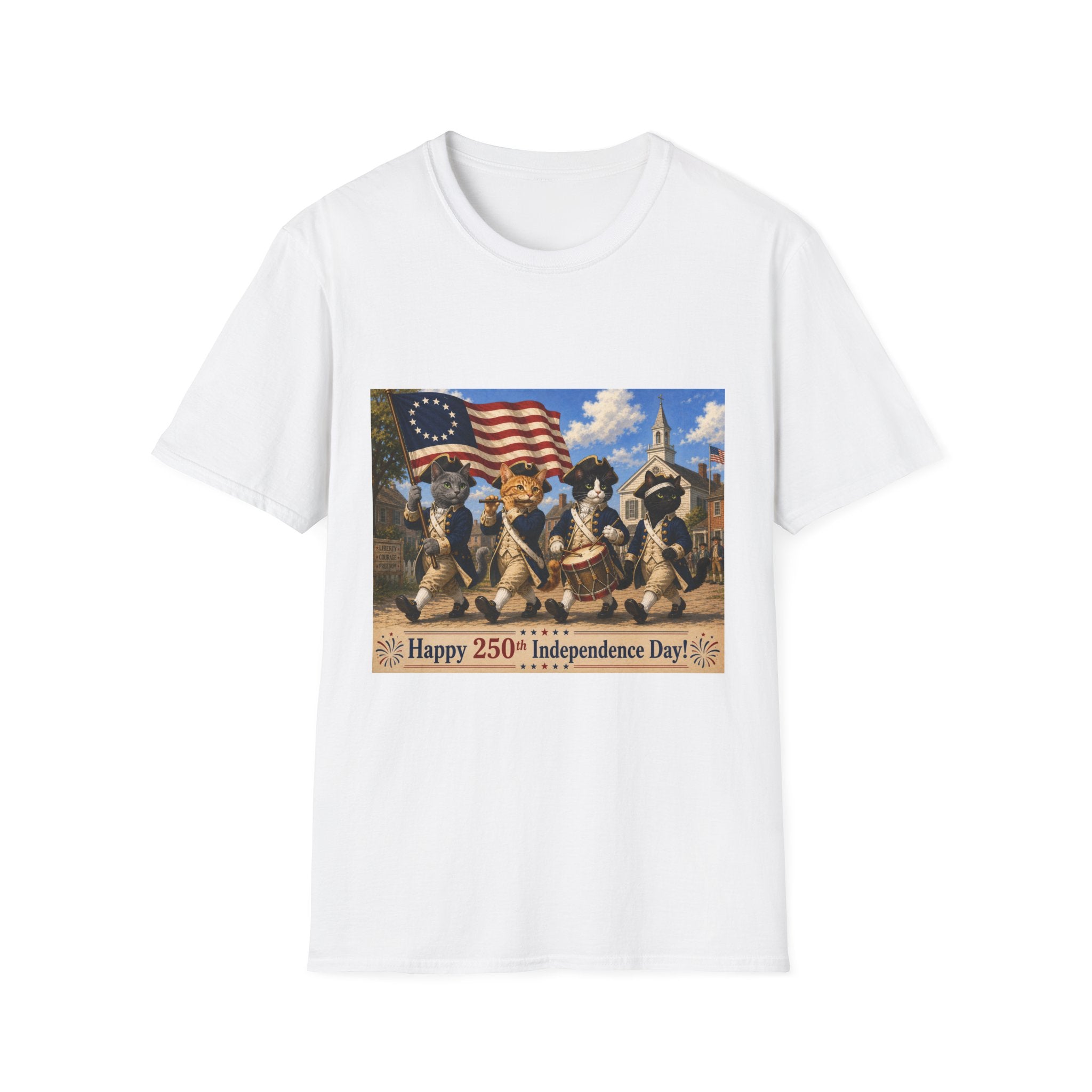 Patriotic Cats 4th of July T-Shirt — Happy 250th Independence Day Design