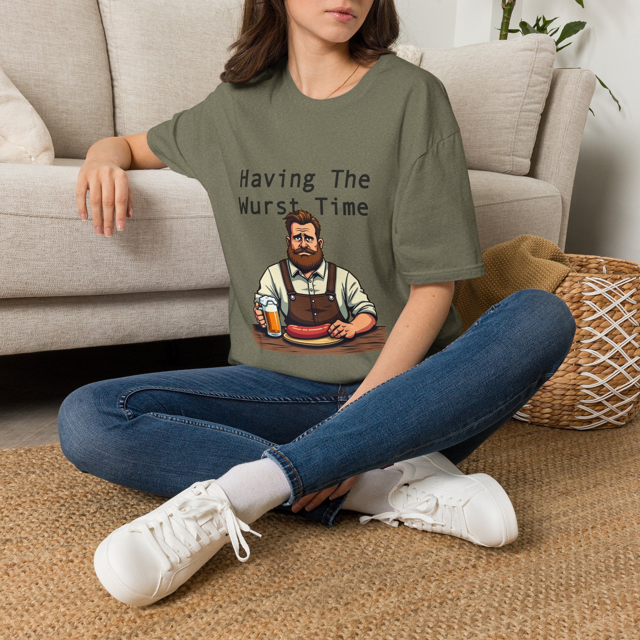 Having The Wurst Time T-Shirt, Funny German Beer, Unisex Humor Tee, Oktoberfest Gift, Casual Wear, Party Outfit