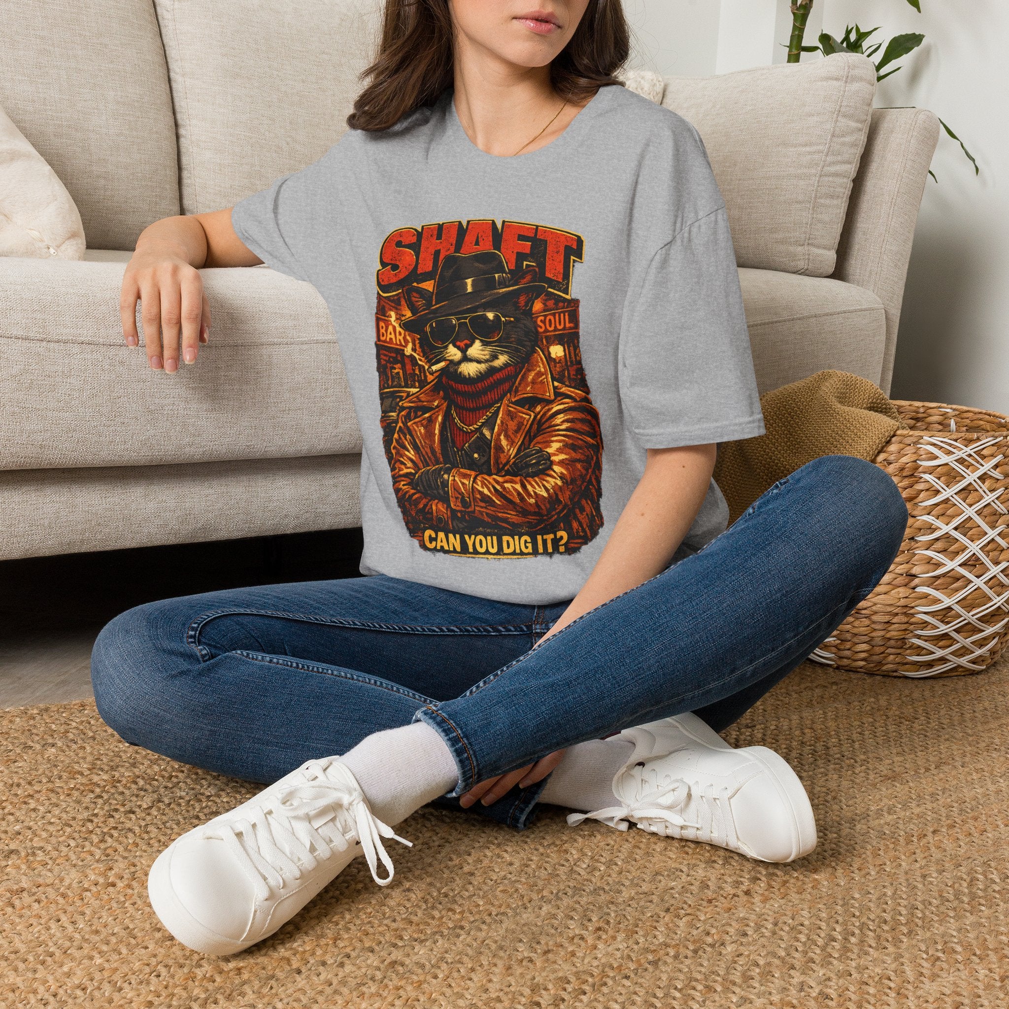 T-Shirt — Retro 'Shaft' Cat Design "Can You Dig It?" Vintage Blaxploitation Style