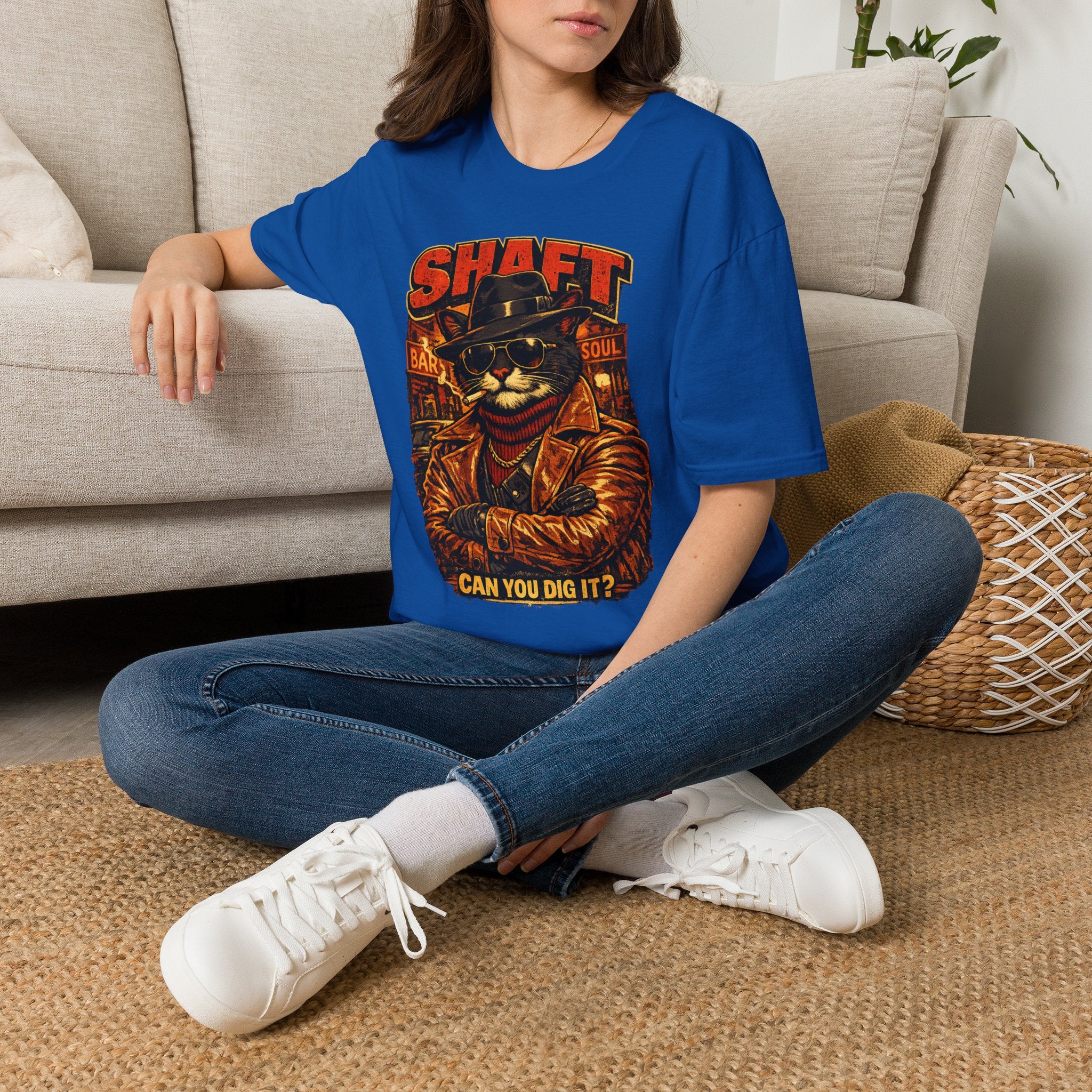 T-Shirt — Retro 'Shaft' Cat Design "Can You Dig It?" Vintage Blaxploitation Style